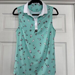 Bad Birdie Sleeveless 5PM Somewhere Golf Polo - Green